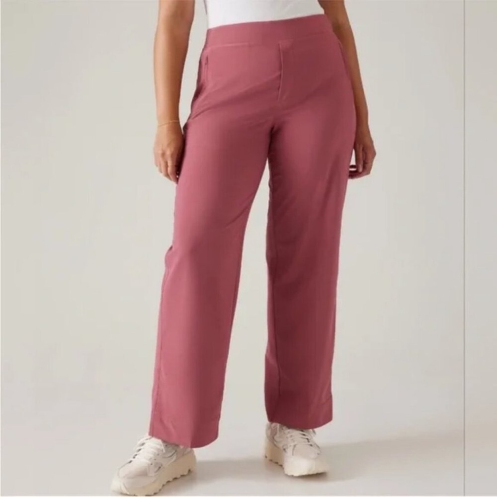 Athleta Brooklyn Heights High Rise Wide Trouser Pants Tawny Rose Size 14
